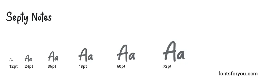 Septy Notes Font Sizes