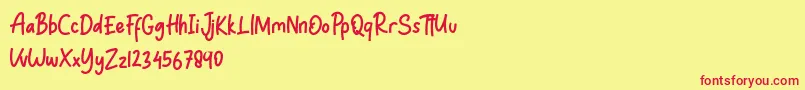 Septy Notes Font – Red Fonts on Yellow Background