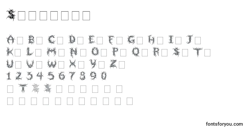 A fonte Sepulcra (140012) – alfabeto, números, caracteres especiais