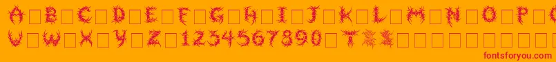 Sepulcra-Schriftart – Rote Schriften auf orangefarbenem Hintergrund