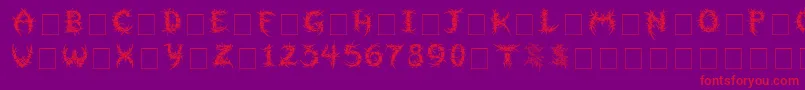 Sepulcra-Schriftart – Rote Schriften auf violettem Hintergrund