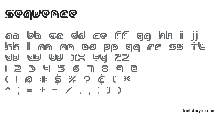 A fonte Sequence (140013) – alfabeto, números, caracteres especiais