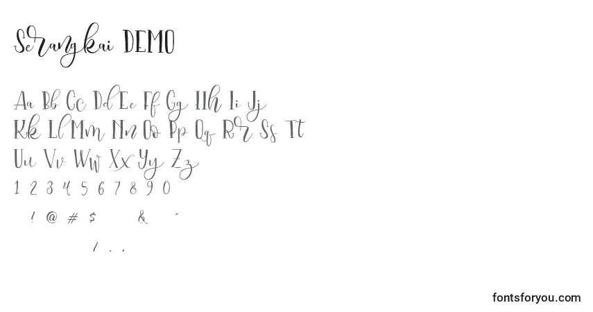 A fonte Serangkai DEMO (140016) – alfabeto, números, caracteres especiais