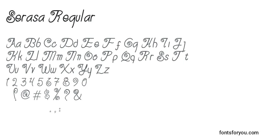 Czcionka Serasa Regular – alfabet, cyfry, specjalne znaki