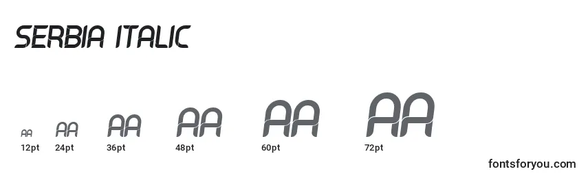 Tamaños de fuente Serbia Italic