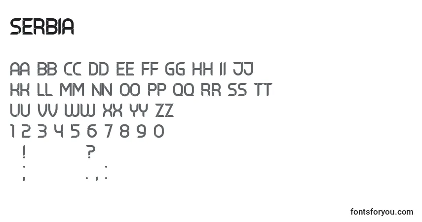 Шрифт Serbia – алфавит, цифры, специальные символы