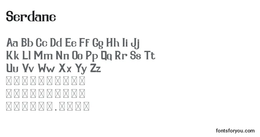 Serdane-fontti – aakkoset, numerot, erikoismerkit