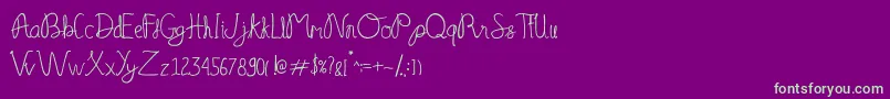 Serelo manisse-Schriftart – Grüne Schriften auf violettem Hintergrund