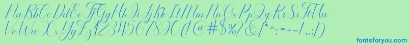 フォントSerendipity – 青い文字は緑の背景です。