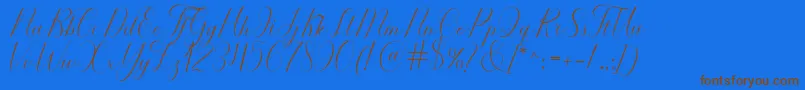 フォントSerendipity – 茶色の文字が青い背景にあります。