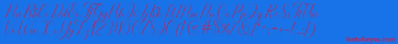Serendipity-Schriftart – Rote Schriften auf blauem Hintergrund