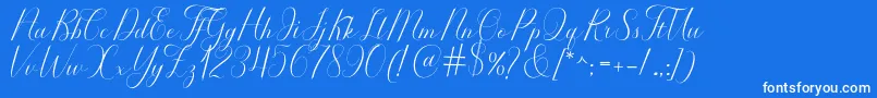 Serendipity-Schriftart – Weiße Schriften auf blauem Hintergrund