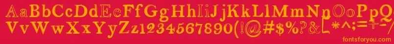 フォントserendipity – 赤い背景にオレンジの文字