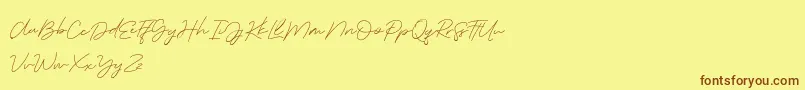 Fonte Serenity Demo – fontes marrons em um fundo amarelo
