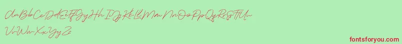 Serenity Demo Font – Red Fonts on Green Background