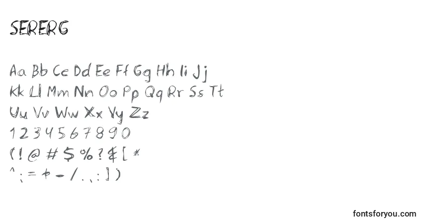 A fonte SERERG   (140029) – alfabeto, números, caracteres especiais