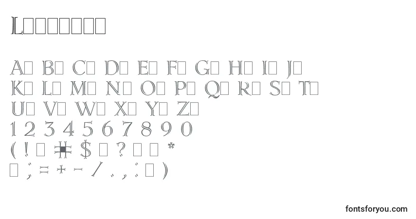 A fonte Lidiapla – alfabeto, números, caracteres especiais