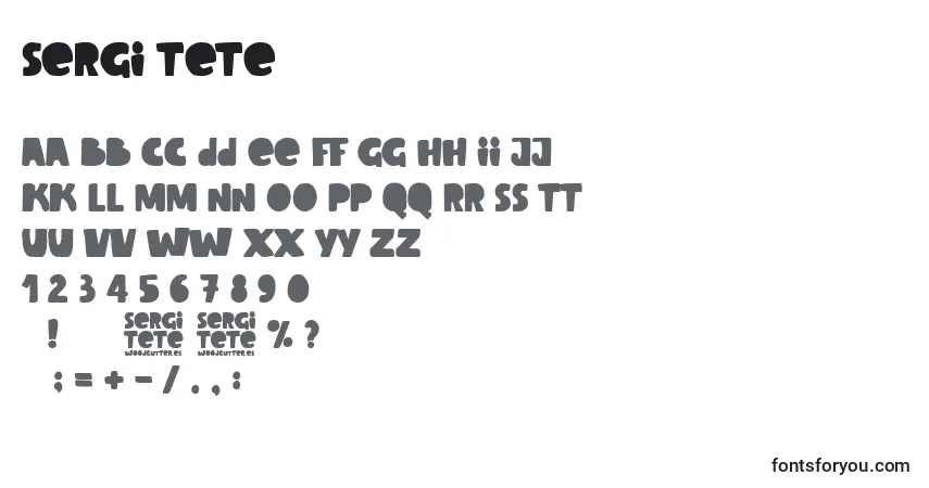 Czcionka Sergi Tete – alfabet, cyfry, specjalne znaki