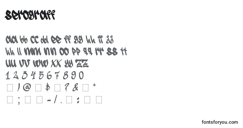 Czcionka SeroGraff – alfabet, cyfry, specjalne znaki