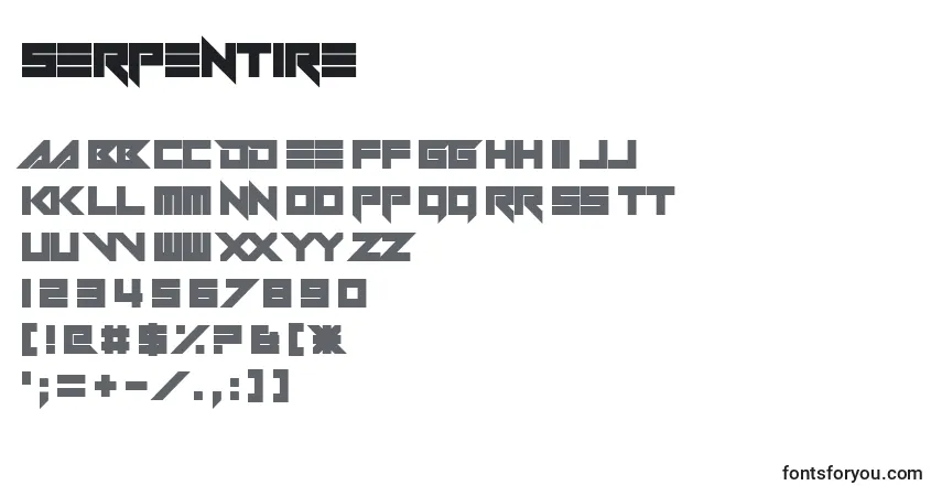 Czcionka Serpentire – alfabet, cyfry, specjalne znaki