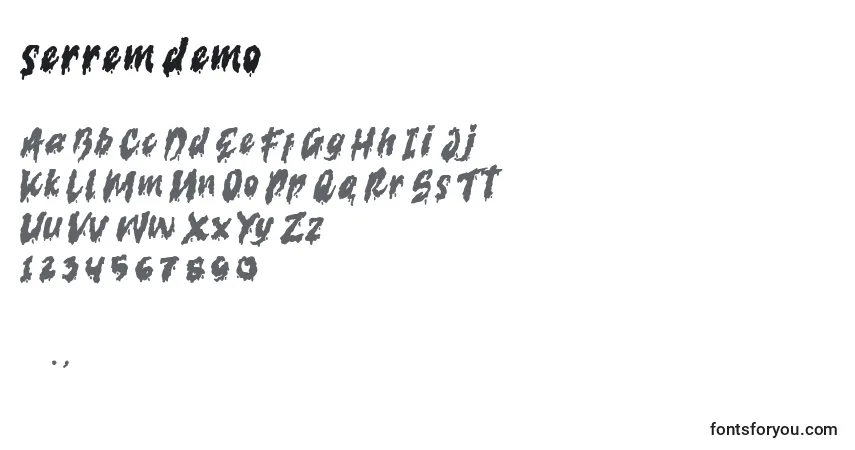 Czcionka Serrem demo – alfabet, cyfry, specjalne znaki