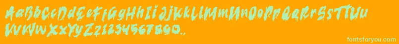 serrem demo-Schriftart – Grüne Schriften auf orangefarbenem Hintergrund