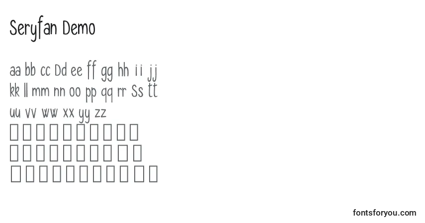 Шрифт Seryfan Demo – алфавит, цифры, специальные символы
