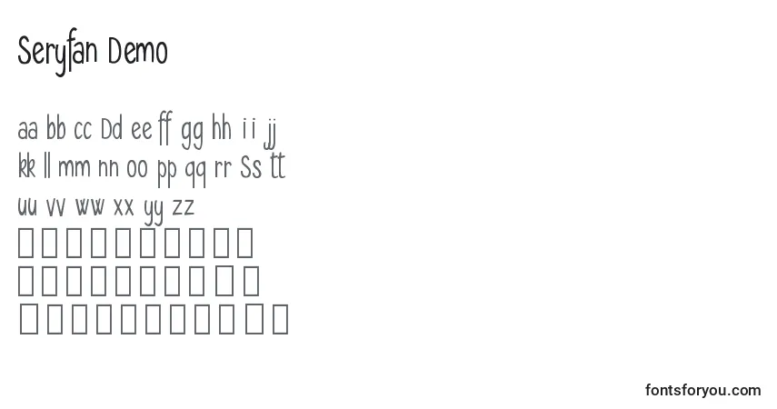 Czcionka Seryfan Demo (140045) – alfabet, cyfry, specjalne znaki
