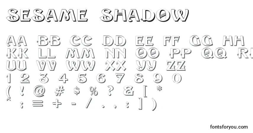A fonte Sesame Shadow – alfabeto, números, caracteres especiais
