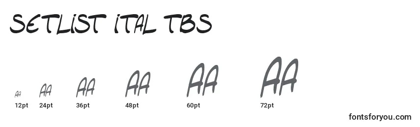 Setlist ital tbs Font Sizes