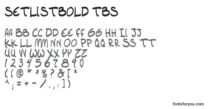 Czcionka Setlistbold tbs – alfabet, cyfry, specjalne znaki