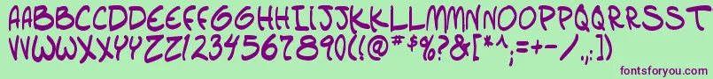 setlistbold tbs Font – Purple Fonts on Green Background