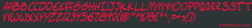 フォントsetlistboldItal tbs – 黒い背景に赤い文字