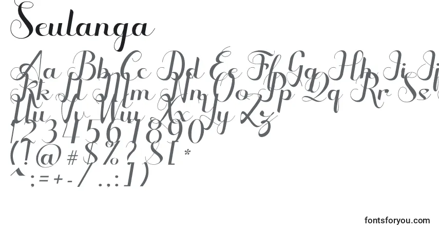 A fonte Seulanga – alfabeto, números, caracteres especiais