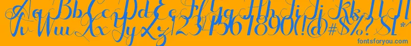 Seulanga Font – Blue Fonts on Orange Background
