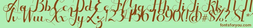Seulanga-Schriftart – Braune Schriften auf grünem Hintergrund