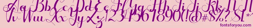Seulanga-fontti – violetit fontit vaaleanpunaisella taustalla