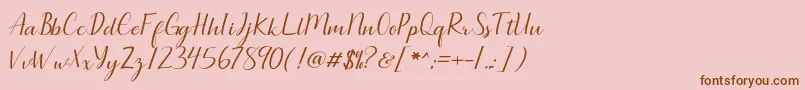 Seullanga script-fontti – ruskeat fontit vaaleanpunaisella taustalla