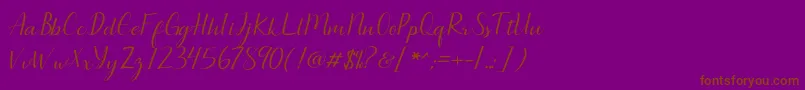 Seullanga script-Schriftart – Braune Schriften auf violettem Hintergrund
