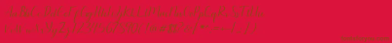 Seullanga script Font – Brown Fonts on Red Background