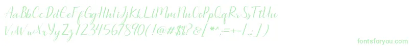 Fonte Seullanga script – fontes verdes em um fundo branco