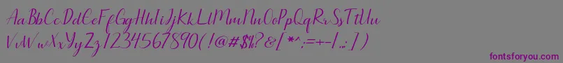 Fonte Seullanga script – fontes roxas em um fundo cinza