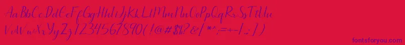 Seullanga script Font – Purple Fonts on Red Background