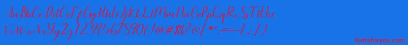Seullanga script-Schriftart – Rote Schriften auf blauem Hintergrund