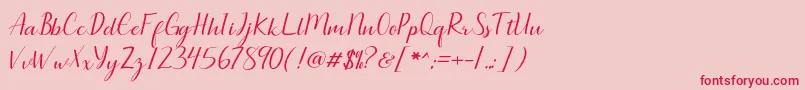 Seullanga script-fontti – punaiset fontit vaaleanpunaisella taustalla