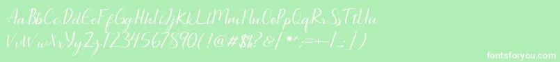 フォントSeullanga script – 緑の背景に白い文字