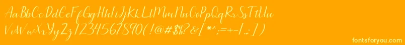Seullanga script-Schriftart – Gelbe Schriften auf orangefarbenem Hintergrund