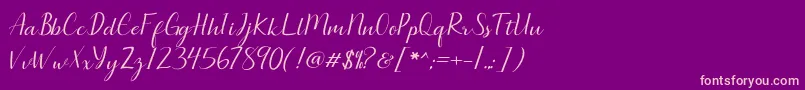 Seullanga script Font – Pink Fonts on Purple Background