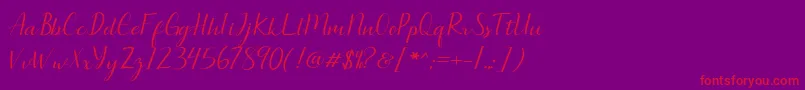 Seullanga script-Schriftart – Rote Schriften auf violettem Hintergrund