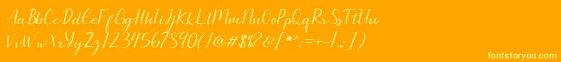 Seullanga script Font – Yellow Fonts on Orange Background